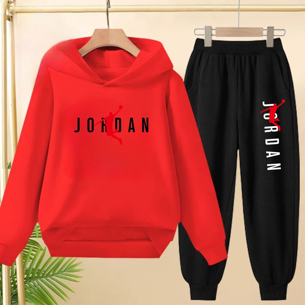 Kids Pullover Black Trend Coat Hoodie Sweatshirt Top+Pants Boys Girls Toddler 3-12Yrs Clothing Casual Sports Jogging Fashion Set