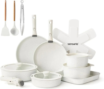 23 Piece Pots and Pans Set, Nonstick Detachable Handle Cookware, Induction Kitchen Cookware Set with Removable Han