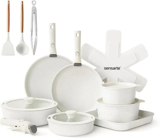 23 Piece Pots and Pans Set, Nonstick Detachable Handle Cookware, Induction Kitchen Cookware Set with Removable Han