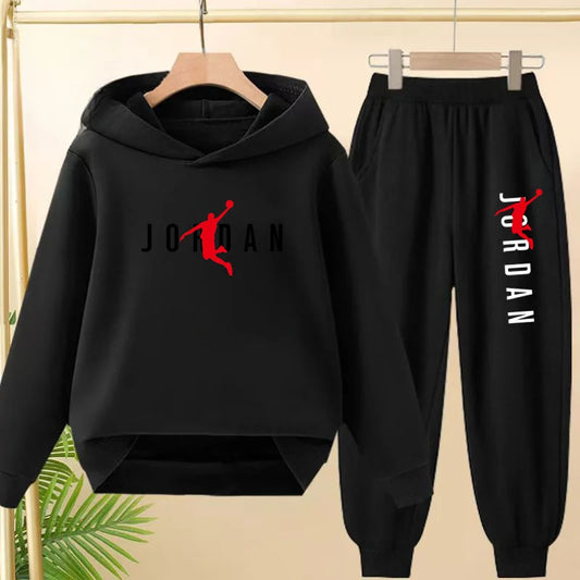 Kids Pullover Black Trend Coat Hoodie Sweatshirt Top+Pants Boys Girls Toddler 3-12Yrs Clothing Casual Sports Jogging Fashion Set