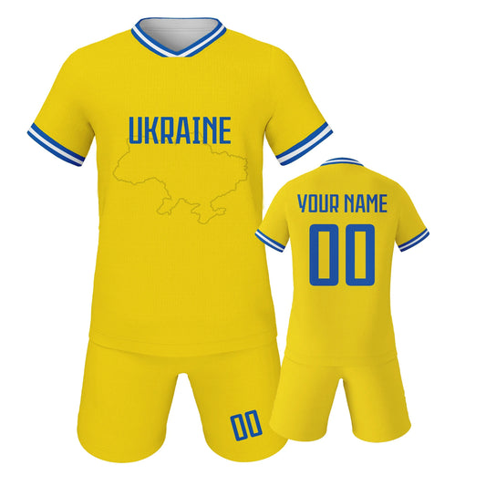 Ukraine Custom Kids Soccer Jersey Personalized Football Shirt with Name and Number Print Youth Team Training Sportswear 3-14Y
