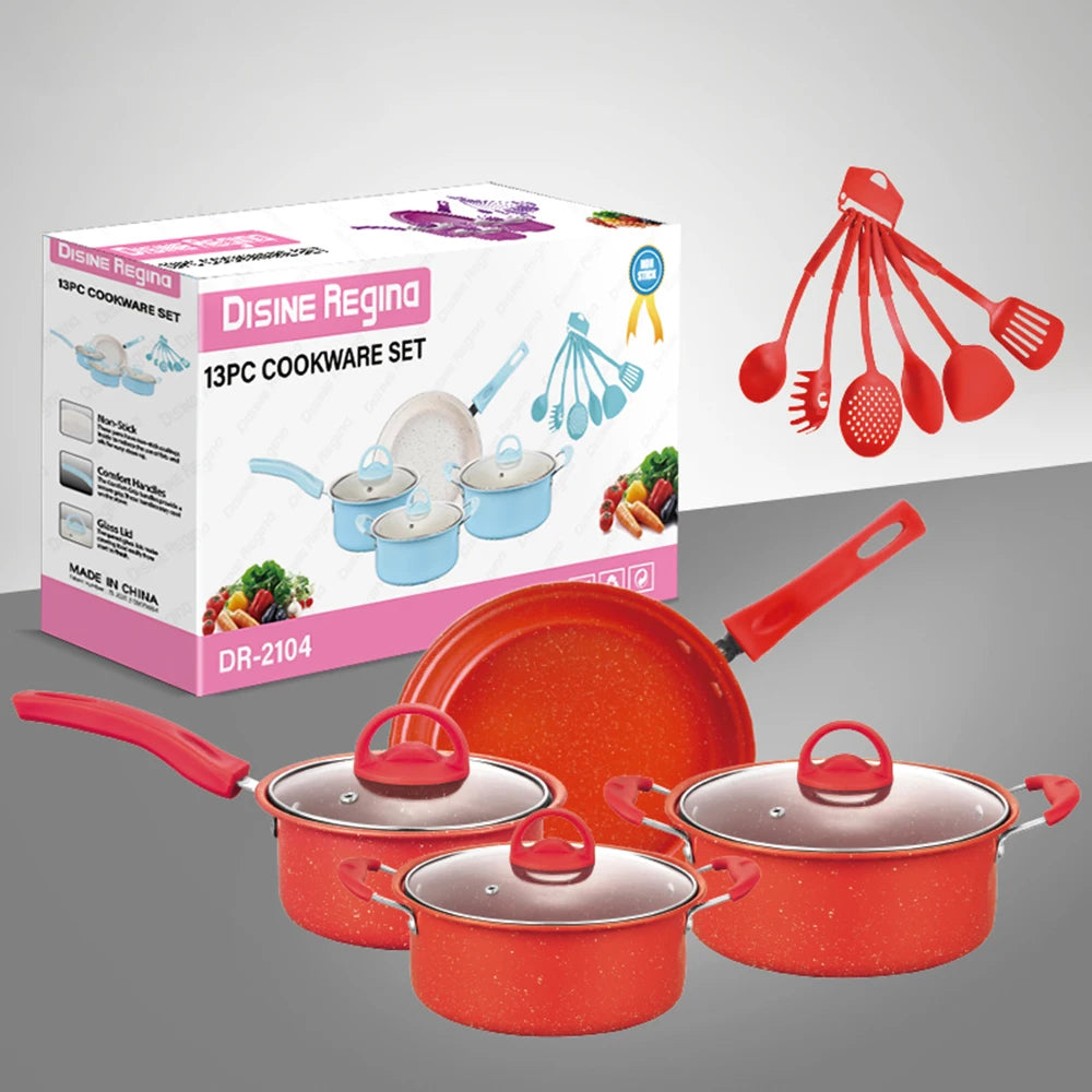 Non-Stick Pots And Pans Set 13-Piece Kitchen Utensil Set Kitchen Cookware Gifts for Friends and Family