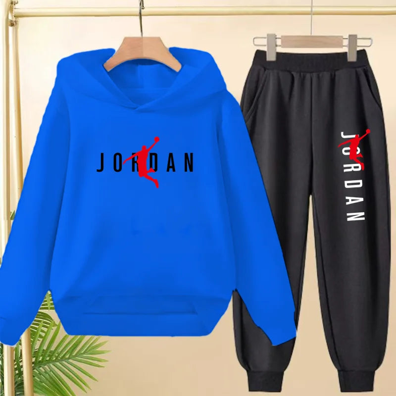 Kids Pullover Black Trend Coat Hoodie Sweatshirt Top+Pants Boys Girls Toddler 3-12Yrs Clothing Casual Sports Jogging Fashion Set