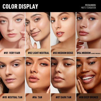 Matte Smooth Foundation Liquid -Multi-Tone Nature Effect, Enhanced Coverage with Use, Universal Skin Compatibility, All-Day Wear