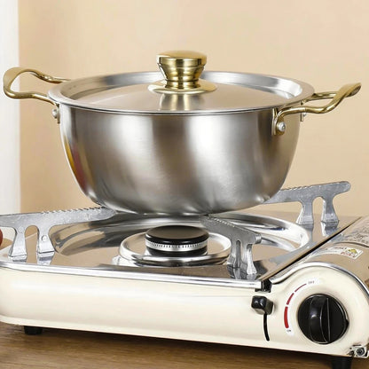Three-Piece Stainless Steel Cookware Set 18/20/22cm Korean Double-Eared Soup Pot Japanese Hot Pot with Double Handles Durable Ki