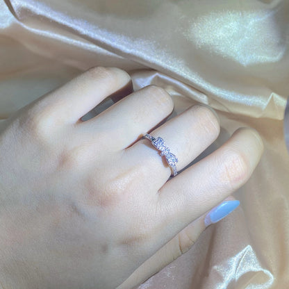 New Exquisite White Zirconia Bow Ring Sweet And Simple Party Birthday Gift 925 Stamp Fashion Jewelry Wholesale
