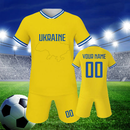 Ukraine Custom Kids Soccer Jersey Personalized Football Shirt with Name and Number Print Youth Team Training Sportswear 3-14Y