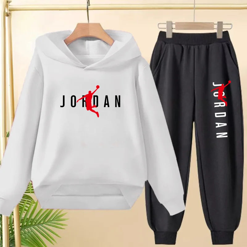Kids Pullover Black Trend Coat Hoodie Sweatshirt Top+Pants Boys Girls Toddler 3-12Yrs Clothing Casual Sports Jogging Fashion Set