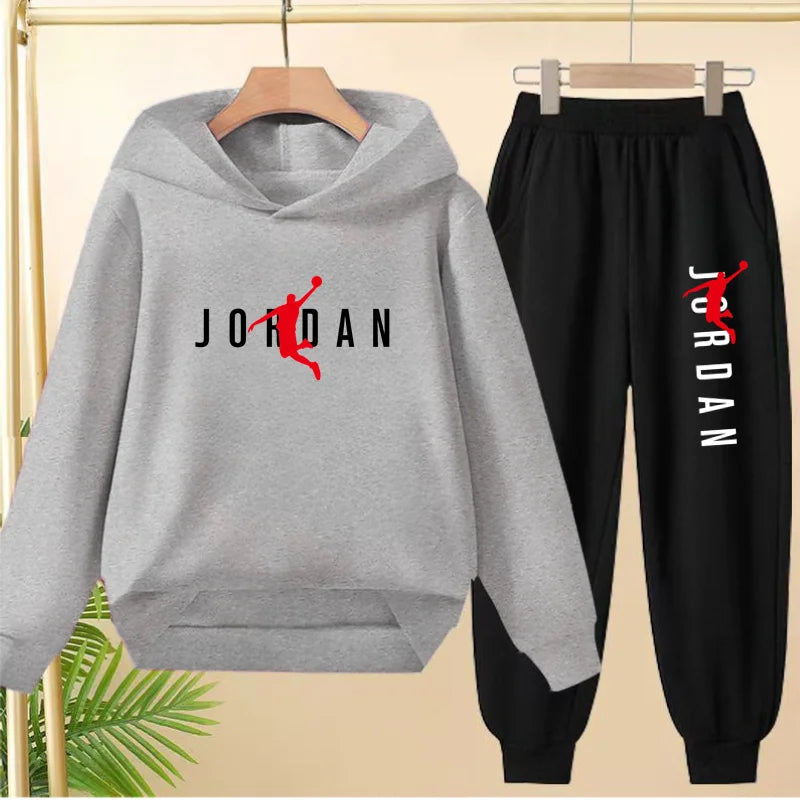 Kids Pullover Black Trend Coat Hoodie Sweatshirt Top+Pants Boys Girls Toddler 3-12Yrs Clothing Casual Sports Jogging Fashion Set