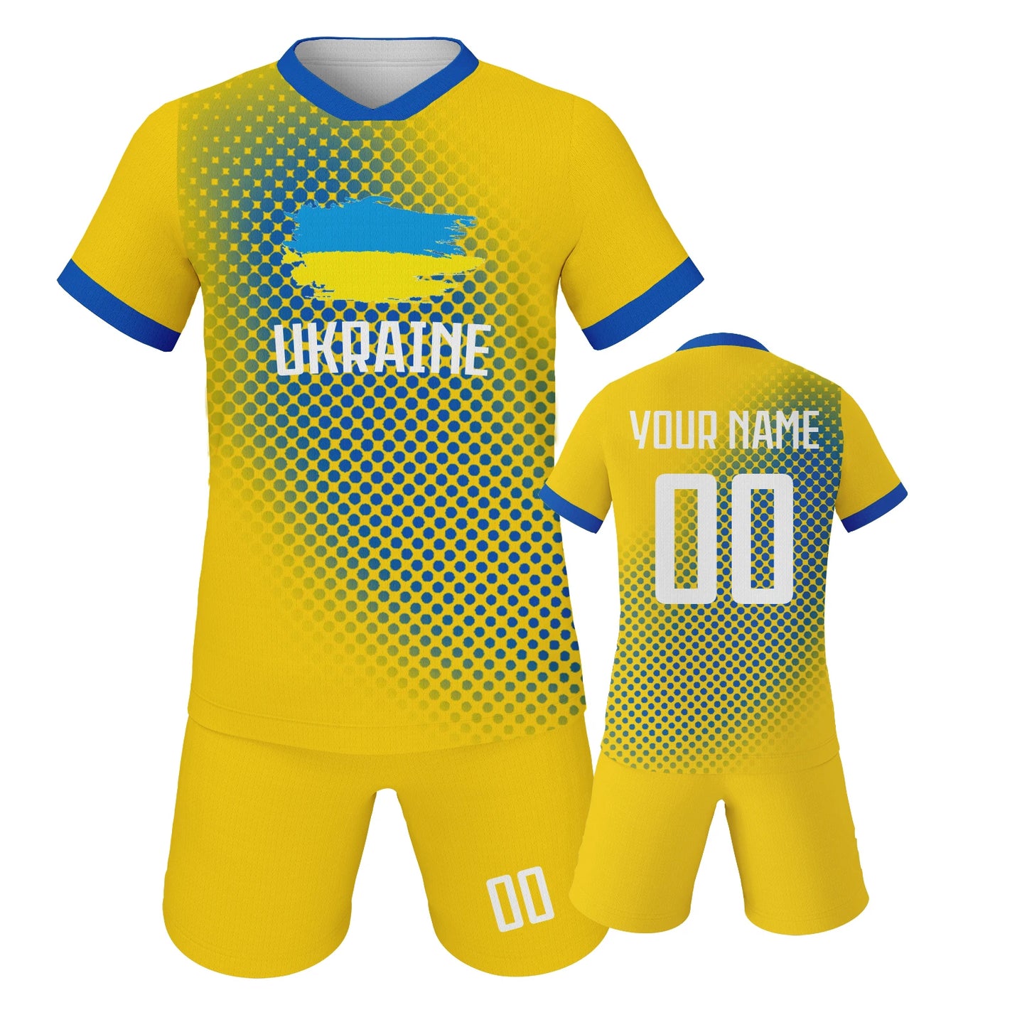 Ukraine Custom Kids Soccer Jersey Personalized Football Shirt with Name and Number Print Youth Team Training Sportswear 3-14Y