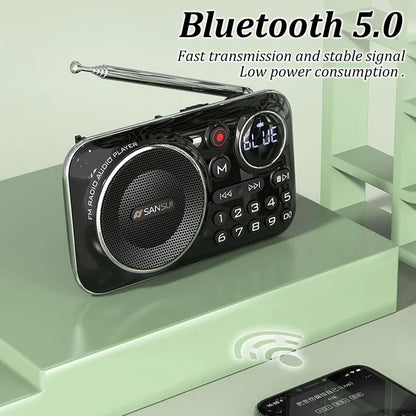 SANSUI F21 Outdoor Portable Multifunctional Walkman FM Radio Bluetooth Speaker MP3 Music Player Supports Recording Headphones