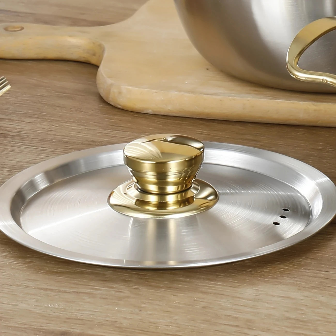 Three-Piece Stainless Steel Cookware Set 18/20/22cm Korean Double-Eared Soup Pot Japanese Hot Pot with Double Handles Durable Ki